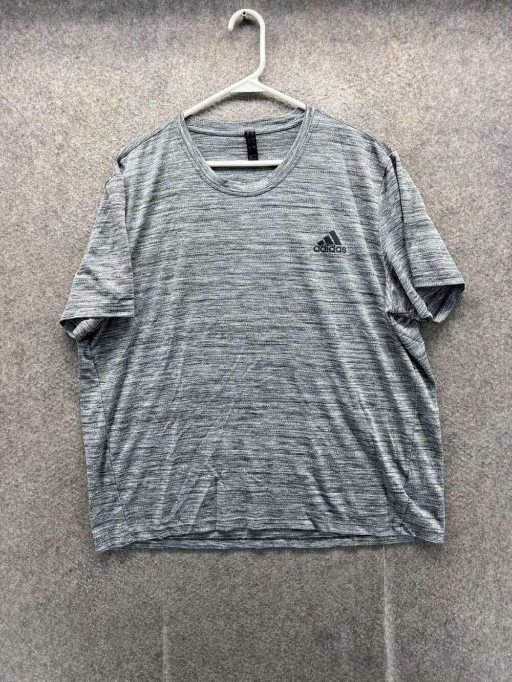 Adidas Shirt Mens XL Gray Short Sleeve Striped Running Athletic Performance Top